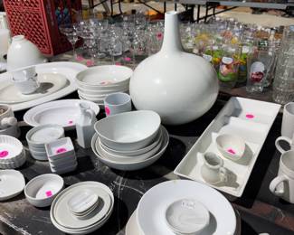 Our collection of white decor and serving pieces.