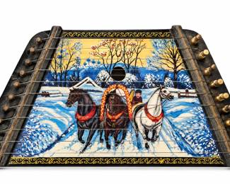 Vintage Winter Sleigh Scene Zither
