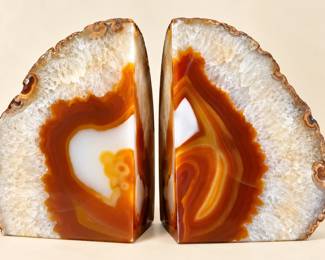 Polished Amber Agate Bookends