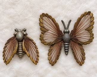 Vintage Metal Butterfly Brooches