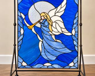 Angelic Trumpet Stained Glass Panel