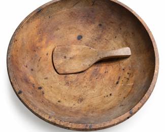 Rustic Wooden Bowl with Paddle