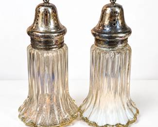 Vintage Ribbed Glass Salt and Pepper Shakers