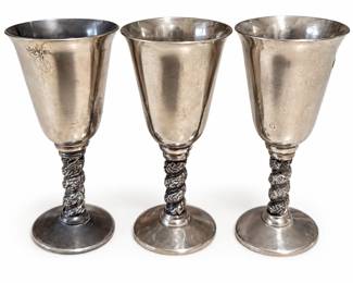 Three Antique Silver Goblets