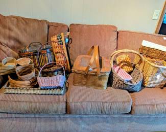 Baskets, antique picnic basket