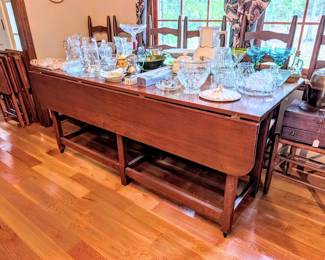 Large double drop leaf dining table and chairs