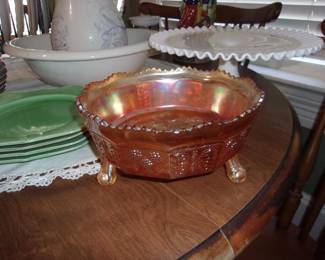 Footed CARNIVAL GLASS Dish