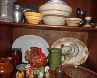 Platters, Yellow Ware Bowls, etc