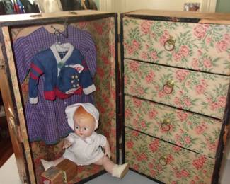 Vintage Doll in Wooden Case