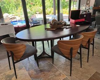 Great dining room table with 6 mid century chairs