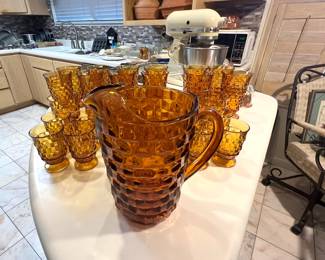 Indiana Glass - Amber - Cubist/Honeycomb Cube
