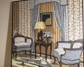 Fantastic Realist Original  Painting Jim Richard "Stripes" New Orleans  1996   59" wide x 65" Tall x 3" Deep