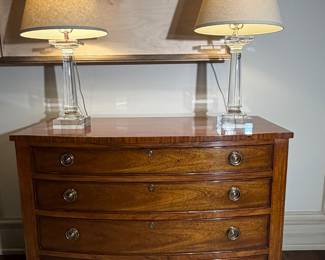 $1800 Beautiful Rich  Mahogany Bakers  Bowfront Bachelors Curved Bowfront   4 Drawer Chest  21 x 27 tall x 49 wide