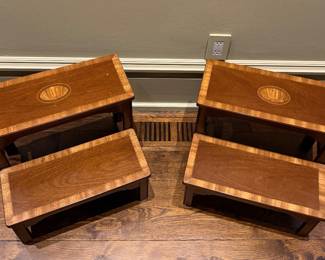 $275 each Pair Chippendale Style Council Bedside Step Stool   18x 14" tall x 15" dp