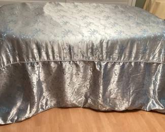 CCM051 King Sized Satin Finish Silvery Ice Blue Chinese Dragon & Cherry Blossom Comforter Bedspread 