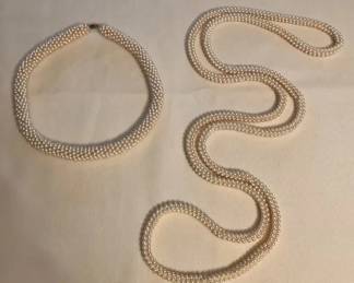 CCM076 Two Vintage Faux Pearl Necklaces 