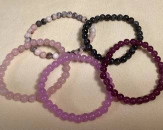 CCM062 Five Polished Stone Bead Bracelets New