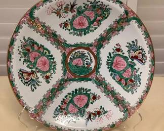 CCM127 Large Chinese Porcelain Rose Medallion Charger Serving Plate 12”
