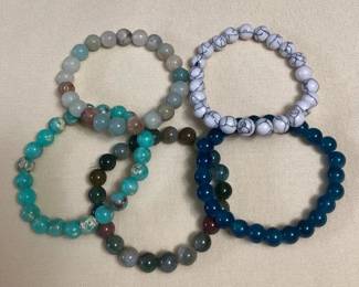 CCM069 Five Polished Stone Bead Bracelets New
