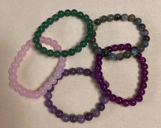 CCM067 Five Polished Stone Bead Bracelets New