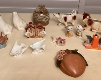 CCM124 Vintage Salt & Pepper Shakers, Cow Creamer, Frankoma Honey Pot & More!