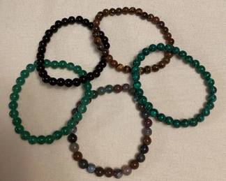 CCM064 Five Polished Stone Bead Bracelets New