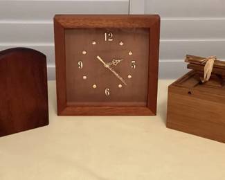 CCM134 Koa Wood Clock, Bookends & Box