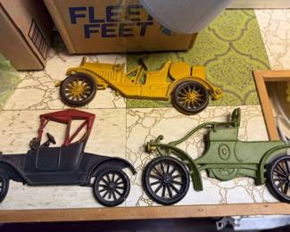 vintage mid-century cast metal antique car wall plaques