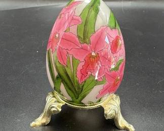 Reverse painted glass egg