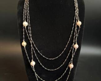 Sterling silver and pearl necklace