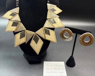 Hawaiian crushed lava rock jewelry set