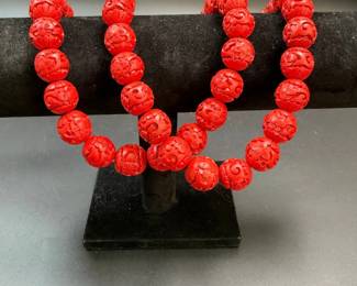 Cinnabar beaded necklace