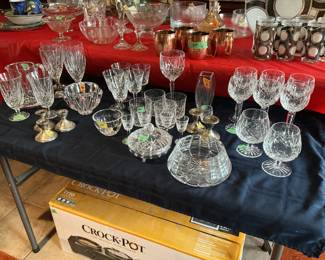 Terrific display of Lismore Waterford glassware