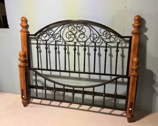 Queen head and footboard with wrought iron insets
