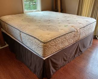 Like new king mattress and box spring plus frame.  Presale $395
