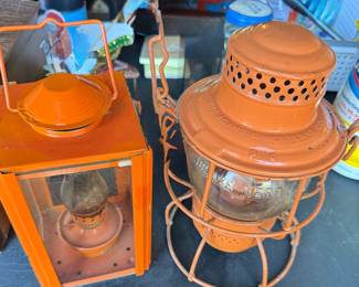 Vtg Railroad & Road Warning Lanterns