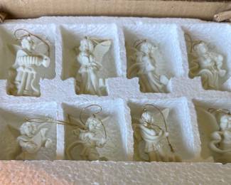 Vtg White Cherub Christmas Ornaments