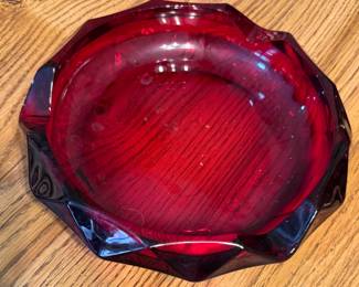 VTG Ruby Red Glass Ashtray