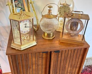 Vtg Clocks, Video Cabinet, Liquor Decanter "How Dry I Am"