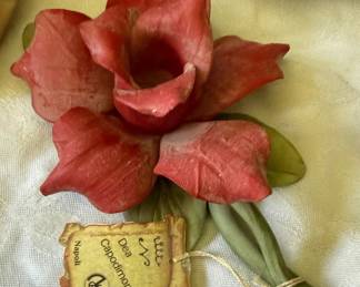 Vtg Red Flower Capodimonte 