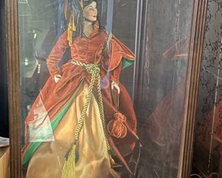 VTG Franklin Mint Scarlet O'hara Porcelain Doll in wooden case