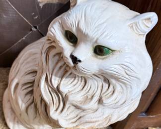 Vtg White Ceramic Persian Cat Statue