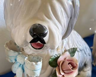 Vtg Capodimonte Old English Sheepdog Statue