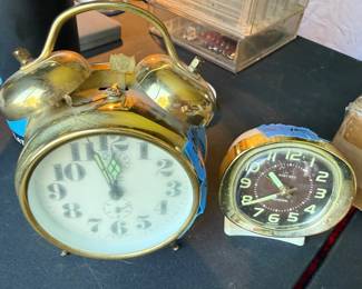 Vtg Linden Brass Alarm Clock & Westclox Baby Ben