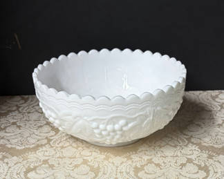 Lot 56: Vintage Fruit Motif Milk Glass Bowl