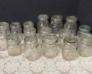Lot 9: 16 Vintage Ball Canning Jars + others