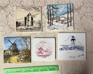 Lot 49: 5 Vintage Tiles