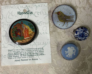 Lot 30: Pins…Wedgwood, Russian, Gjedde Denmark