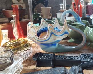 Vintage glass and cast iron