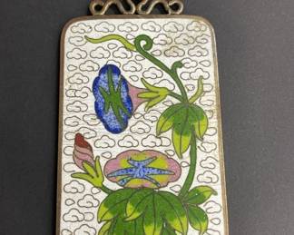 570 Lot 501h Vintage cloisonne floral pendant necklace